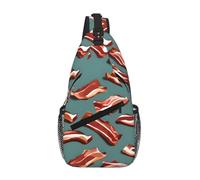 KOUUIP Streaky Bacon Pattern Crossbody Bag For Men And Women, Anti Theft Crossbody Chest Bag Casual Travel Bag For Hiking