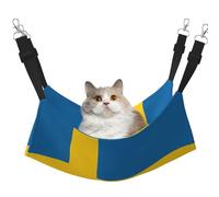 KOUUIP Swedish Flag Print Cat Hammock for Cage Hanging,Pet Hammock Bed Adjustable,Soft Sleeping Hammock for Cats,Ferret