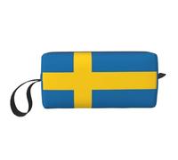 KOUUIP Swedish flag print Large Capacity Travel Makeup Case Organizer Makeup Bag Portable Cosmetic Bag For Women, White, One Size