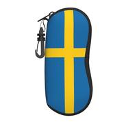 KOUUIP Swedish flag print Sunglasses Case for Women Men, Unisex Protective Eyeglass Case Glasses Case Holder, Black, One size
