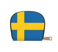 KOUUIP Swedish flag print Womens Credit Card Holder Wallet Zip Leather Card Case Card Holder Unisex For Men And Women, White, One Size