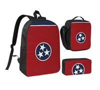 KOUUIP Tennessee flag print Backpacks With Lunch Pack Pencil Case 3pcs, Lightweight Bookbag Unisex for Traveling