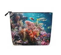 KOUUIP Tropical Fish Landscape print Cute Travel Toiletry Bag Makeup Bag Organizer Pouch,Travel Size Toiletries Bag for Women, Black, One Size