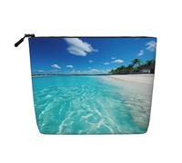 KOUUIP Tropical Island print Cute Travel Toiletry Bag Makeup Bag Organizer Pouch,Travel Size Toiletries Bag for Women, Black, One Size