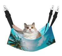 KOUUIP Tropical Ocean Beach Theme Print Cat Hammock for Cage Hanging,Pet Hammock Bed Adjustable,Soft Sleeping Hammock for Cats,Ferret