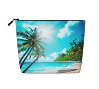 KOUUIP Tropical Ocean Beach Theme print Cute Travel Toiletry Bag Makeup Bag Organizer Pouch,Travel Size Toiletries Bag for Women, Black, One Size