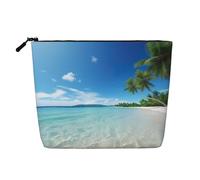 KOUUIP Tropical Ocean Beach Theme print Cute Travel Toiletry Bag Makeup Bag Organizer Pouch,Travel Size Toiletries Bag for Women, Black, One Size