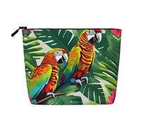 KOUUIP Tropical Parrot Leaves Print Travel Cosmetic Bag One Size Black One Size Black One Size Black One Size, Black, Taglia Unica