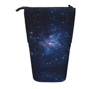 KOUUIP Universe Stars Galaxy print Telescopic Pencil Bag Pen Holder Stationery Case, Stand-up Retractable Bag Standing Organizer