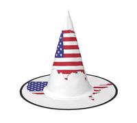 KOUUIP Usa Flag Map Print Women Witch Hat - Cosplay Party Costume Accessory For - Halloween Party Decor Costume