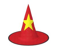 KOUUIP Vietnamese Flag Print Women Witch Hat - Cosplay Party Costume Accessory For - Halloween Party Decor Costume