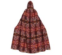 KOUUIP W print Medieval Hooded Cloak with hood Cape Adult Halloween Cosplay Robe Wizard Costume For Women Men