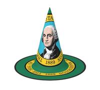 KOUUIP Washington Flag Print Women Witch Hat - Cosplay Party Costume Accessory For - Halloween Party Decor Costume
