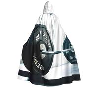 KOUUIP Weightlifting Sports print Medieval Hooded Cloak with hood Cape Adult Halloween Cosplay Robe Wizard Costume For Women Men