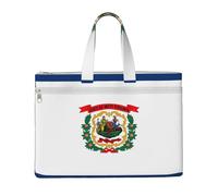 KOUUIP West Virginia state flag Canvas Document Bag with Print 10.6 * 15 Inch, 2 Zipper Pockets, Clutter-Free for Office Files