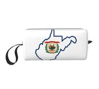 KOUUIP West Virginia state Flag Map print Large Capacity Travel Makeup Case Organizer Makeup Bag Portable Cosmetic Bag For Women, White, One Size