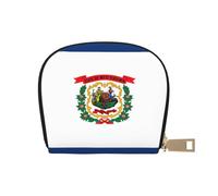 KOUUIP West Virginia state flag print Womens Credit Card Holder Wallet Zip Leather Card Case Card Holder Unisex For Men And Women, White, One Size