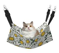 KOUUIP White Daisy Print Cat Hammock for Cage Hanging,Pet Hammock Bed Adjustable,Soft Sleeping Hammock for Cats,Ferret