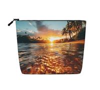 KOUUIP Women Hawaiian Palm Tree Pencil Case Sunset Black One Size Black One Size, Black, Taglia Unica