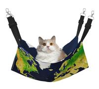KOUUIP World Map Print Cat Hammock for Cage Hanging,Pet Hammock Bed Adjustable,Soft Sleeping Hammock for Cats,Ferret