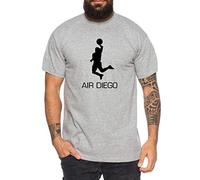 kouxi Air DiegoMen's T-Shirt Argentina Football World Cup 1986 Maradona Shirt Soccer Legend Hero Footballer, Farbe2:Heather Grey, Größe2:(Large)