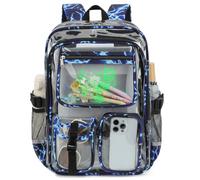 Kouxunt Clear Backpack for Boys Men, Cool Luminous Anime PVC Transparent Backpacks for School Stadium Travel, Dinosaur, L