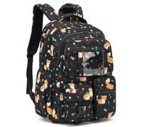 Kouxunt Fox Backpack for Girls Refrigerator Door School Bag for Kids Teen Women Casual Travel Daypacks (Black)