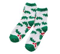 KOUYA 1 Pair Christmas Socks Women's Coral Plush Winter Warm Christmas Socks Reindeer Snowflake Middle Tube Socks Stockings Christmas Gifts for Women, E, One Size