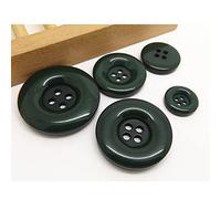 Kouzi 4 Hole Plastic Resin Round Buttons, 15mm 20mm 25mm 30mm 34mmBlack White Button for DIY Sewing Scrapbooking, 50pcs(Dark Green,34mm)