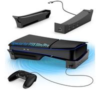 KOVA PS5 Stand for Slim & Pro, 4-Port USB Hub, Horizontal Console Holder with Heat Dissipation & 4 USB Expansion Ports (Black)
