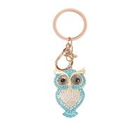 Kovake Cute Owl Keychain for Women, Alloy Key Ring with Rhinestone Owl Pendant and Lobster Clasp, Key Holder for Car Keys and House Keys, Gift for Birthday Party and Christmas (Grey) (Light Blue)