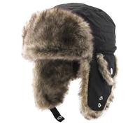 Kovake Kids Trapper Hat, Winter Warm Trooper Trapper Aviator Hat with Ear Flaps Faux Fur Russian Ushanka Bomber Hat Waterproof Windproof Ski Hat for 1-6 Years Boys & Girls (UK, Alpha, M, A-Black)
