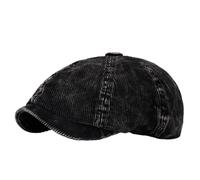 Kovake Men's Newsboy Cap Women's Baker Boy Cap - 8 Panel Gatsby Flat Caps Warm Winter Hat Beret Vintage Corduroy Ivy Golf Cabbie Hat (UK, Alpha, One Size, Black)