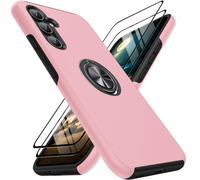 KOVASIA for Samsung A54 5G Case with 2 Pack Screen Protector, A54 Samsung Phone Case Cover with 360°Ring Stander, Protective Magnetic Car Holder A54 Shockproof Cover -6.4''(TPU + PC, Pink)