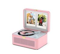 KOVCDVI Portable CD Player Bluetooth Retro Radio with CD-Player with Speaker Support USB & AUX Playback with Remote Control Dust Cover PU Leather Pink
