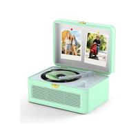 KOVCDVI Portable CD Player Bluetooth Retro Radio with CD-Player with Speaker Support USB & AUX Playback with Remote Control Dust Cover PU Leather Green