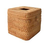 KOVEN Rattan Tissue Box, Square, Yellow