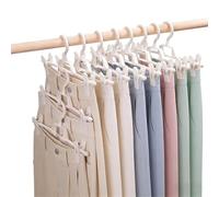 Kovenora 10 Pack Trouser Hangers Space Saving with Adjustable Clips, Skirt Hanger with 360° Swivel Hooks, Cloths Hangers for Coats, Jeans, Skirts, Wardrobe Organization (White)