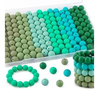 Kovict 150Pcs Silicone Beads 15mm Mix Color, Bulk Silicone Beads 15mm for Keychain Pens and Bracelet Making(Green)