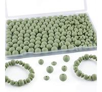 Kovict 200Pcs Mixed 12mm 15mm Silicone Beads for Keychain Making, 12mm Lentil Silicone Beads for Pens Bracelet Necklace DIY Crafts(Matcha Green)