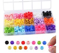 Kovict 300Pcs 6 * 9mm Small Silicone Beads for Hair, Silicone Pony Beads with 5mm Large Hole for Hair Braiding DIY Decoration(Multicolor)