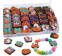 Kovict 30Pcs Halloween Focal Beads for Pens, Halloween Silicone Beads for Keychain Making Patterns Focals for Necklace Bracelet Beaded Pen