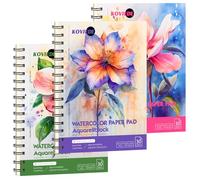 KOVIEDE 100% Cotton Watercolor Paper Pad - 3 Pack (90 Sheets) 5.5"x8.5" Cold Press, 140lb/300gsm Spiral Bound Watercolor Sketchbook, Artist Quality Art Journal Supplies for Adults, Kids & Beginners