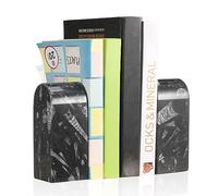 Koville Africa Natural Granite Bookends for Shelves, Decorative Book Ends, 7lbs Heavy-Duty Marble Book Holders, Bookshelf Apartment Decor for Normal Books/CD/Video Games(ME-Olive Green)