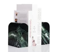 Koville Italian Natural Marble Bookends for Shelves, 13LBS Ultra Non-Slip Book Ends, Heavy Duty Marble Book Holders Organizer, Bookshelf Apartment Decor for Movies/CDs/Video Games(Verde Remeggiato)