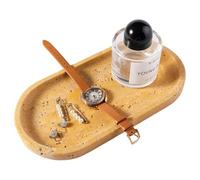 Koville Natural Travertine Tray for Bathroom Vanity, Noble Golden Yellow Bathroom Marble Trays for Countertop Organizer, Decorative Home Décor Catchall Tray for Perfume, Candles, Jewelry Dish Tray