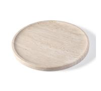 Koville Natural Travertine Tray for Home Decor, 10 Inch Round Serving Tray for Kitchen and Coffee Table, Decorative Marble Bathroom Trays for Counter, Luxury Vanity Tray, Light Beige Stone Tray