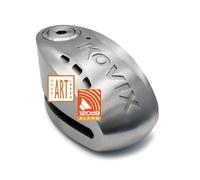 KOVIX KNX15 Alarm Disc Lock - Heavy-Duty Motorcycle Security with Stainless Steel Body and 120dB Alarm - Double-Locking Design - 14mm Locking Pin - Fits Brake Discs Under 7mm - Brushed Metal