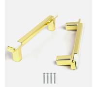 KOVNISE 2 PCS Cabinet Pulls Zinc Alloy Plating Process Simple Modern Style Light Luxury Drawer Pulls for Cabinet Golden White Cabinet Door Knob for Cabinet, Drawers and Wardrobe Doors Drawer (96mm)