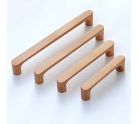 KOVNISE 6 PCS Cabinet Pulls Solid Wood Pulls Beech Original Wood Color Simple Modern Style for Cabinet Cupboard Door Drawer Dresser Drawer 160MM